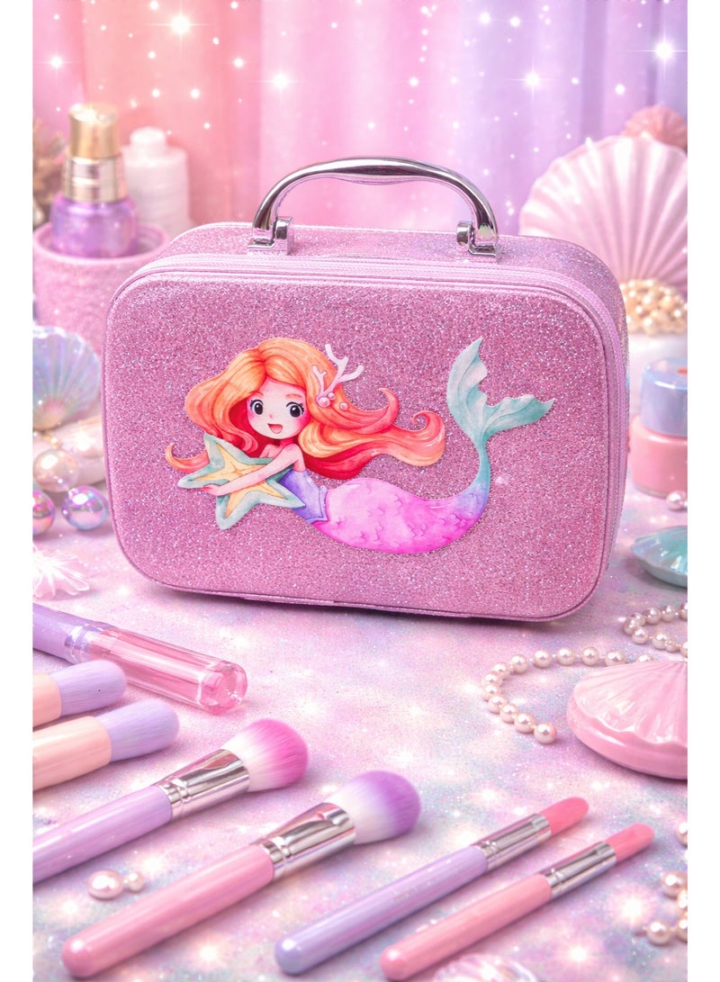 Girls Makeup & Nail Art Kit – 23-Piece Beauty Set with Storage Case, Safe Pretend Cosmetics, Nail Stickers & Accessories for Kids - Image 3